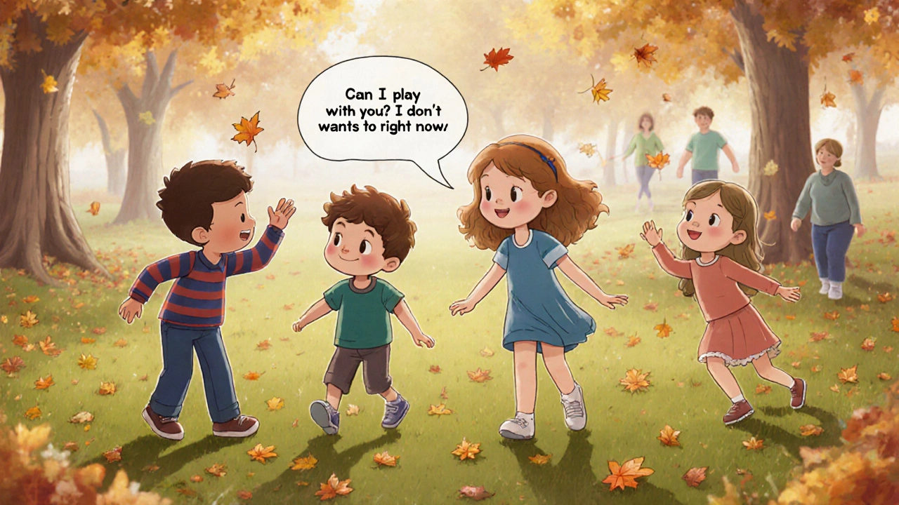 Дети играют в парке, один спрашивает, можно ли присоединиться.