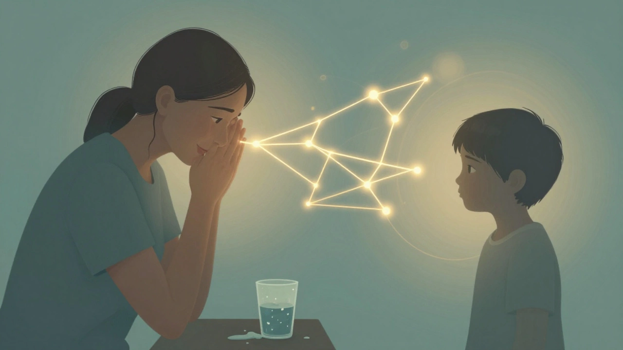 Схематичное изображение связи между родителем и ребенком через зеркальные нейроны